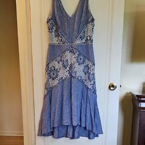 Taylor Blue V-Neck Sleeveless High Low Dress